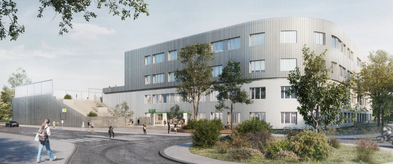 Entwurf der Gesamtschule, Gesamtansicht von außen