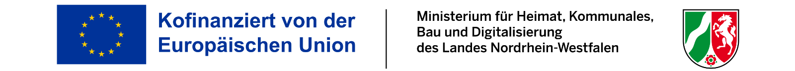 Logos EFRE NRW und Ministerium für Heimat, Kommunales, Bau und Digitalisierung des Landes Nordrhein-Westfalen